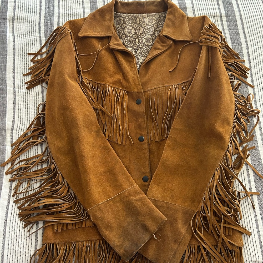 Vintage Tan Fringe Utility Jacket - Picture 3 of 9